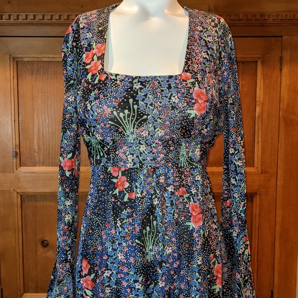 VTG 70's Maxi Dress Size 14 Psychedelic Floral Pattern - Picture 2 of 16